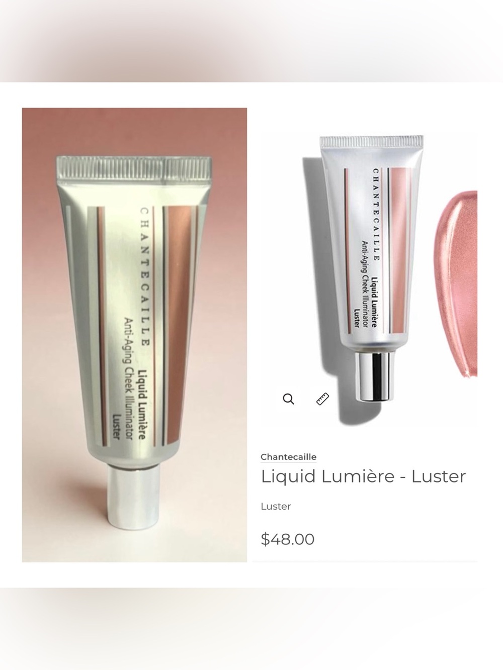 Chantecaille Liquid Lumière Anti-Aging Cheek Illuminator in Luster. New!